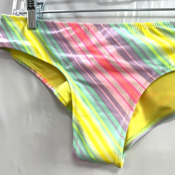 Victoria Secret Swim Bikini Bottom M Rainbow Stripe Scrunch Butt Colorful - Picture 6 of 7
